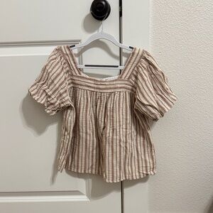 Copper Key Kids Blouse - Brown and Cream Stripes